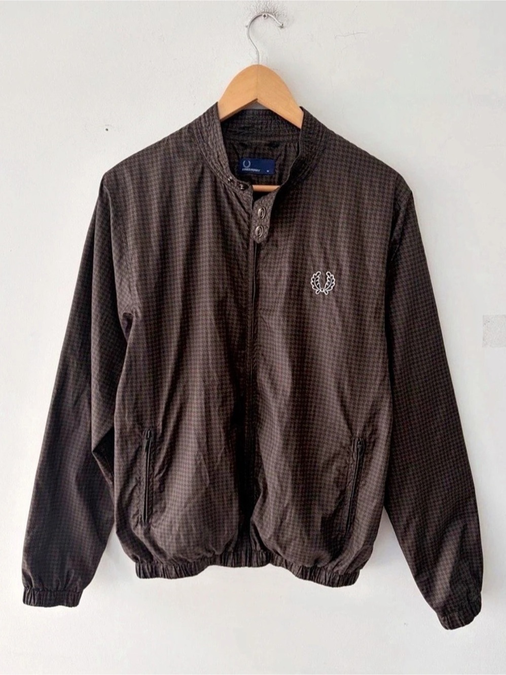 Fred Perry Houndstooth Jacket Brown & Black Size Medium